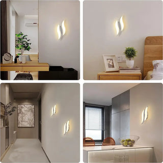 White LED wall sconce installed – living room warm ambient lighting