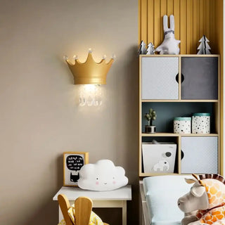 Gold crown wall light LED – resin glass girls bedroom