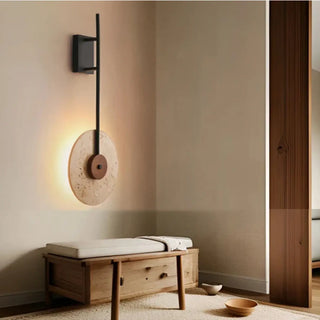 Black natural stone disc wall light LED 15W 75cm