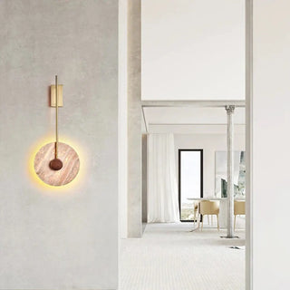 Natural stone disc wall sconce LED 15W gold 30cm front