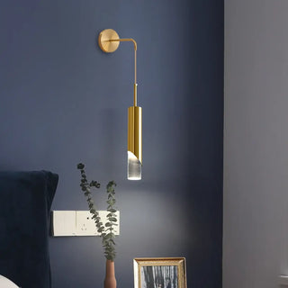 Gilded wall sconce black finish opal diffuser side view