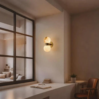 Double ball wall sconce G9 LED – white metal marble size S