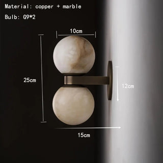G9 double light sconce marble – white M 18cm detail