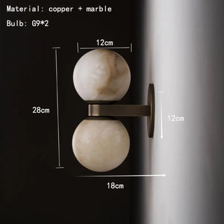 Double ball marble wall light – 2 lights white modern