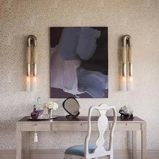 Double tube LED wall light metal fabric modern