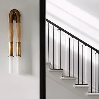 Double LED tube wall light fabric accent close-up