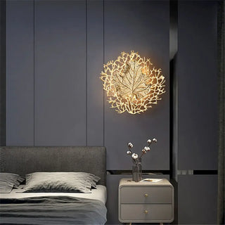 Round leaf gold wall sconce G9 LED modern art deco