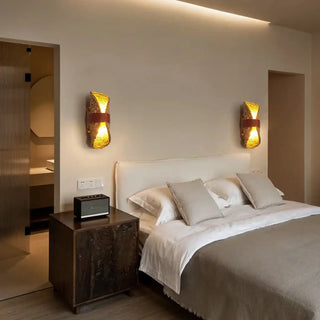 Woven rattan wall light beige acrylic E27 side angle