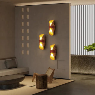 Natural fiber braided wall sconce brown 30x15cm detail