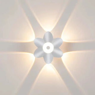 Modern flower LED sconce white glass medium size – installed