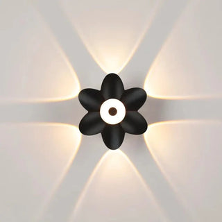 Flower LED wall light black glass – side view