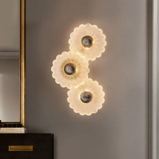 Elegant gold floral 5-light wall sconce LED glass petals large