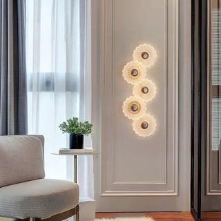Art deco floral gold wall sconce 5 lights LED glass M size