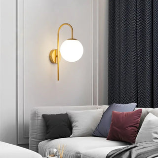 Black opal globe wall sconce E27 15cm dia 40cm height