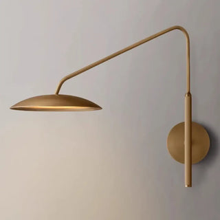 slender brass arm wall sconce gold LED dimmable – industrial