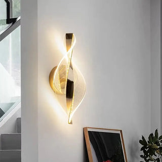 Gold sculptural wall sconce LED acrylic metal 30cm