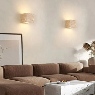 Lunar stone wall light LED beige modern – side view