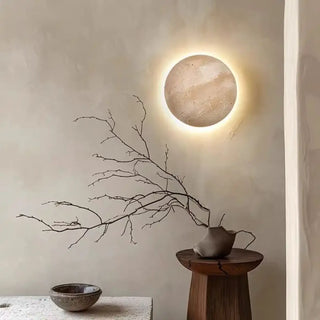 LUNY dome stone wall light LED beige 15cm – angle view