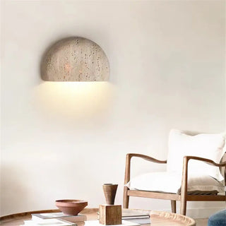 Lunar design stone wall sconce WALLY beige 15cm – front view