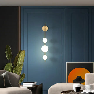 Suspended globe wall light side view white 15cm