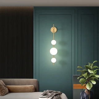 Hanging globes wall sconce close-up acrylic LED
