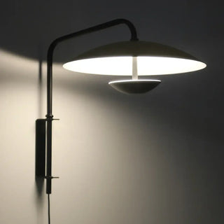 TIMELE designer black metal wall light with round diffuser