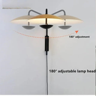 TIMELE wall light black metal round shade detail
