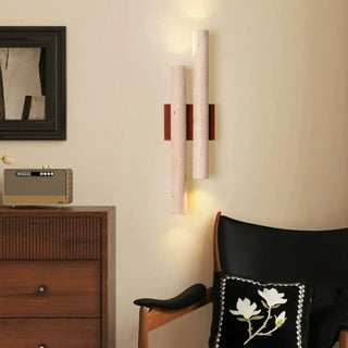 Marble and wood G9 wall sconce LED beige minimalist modern