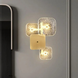 Gold squares wall light LED dimmable medium 40cm