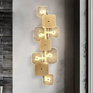 Glass texture gold square wall lamp LED dimmable detail