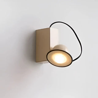 Beige LED wall sconce installed in contemporary living room