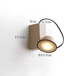 Compact modern LED wall sconce in beige metal – front view