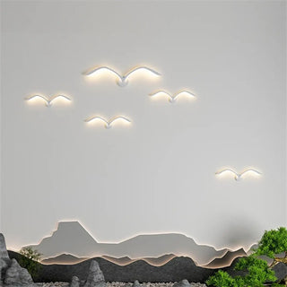 Wing shaped designer wall light E27 LED acrylic metal brown white