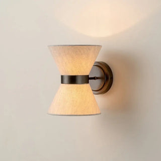 Sablir white fabric metal wall sconce installed