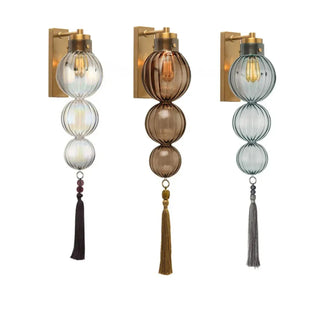 Blue glass wall sconce side view E27 3000K