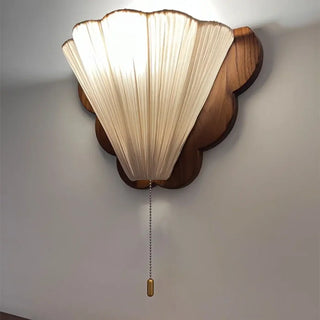 Natural wood wall sconce E14 LED dimmable front view