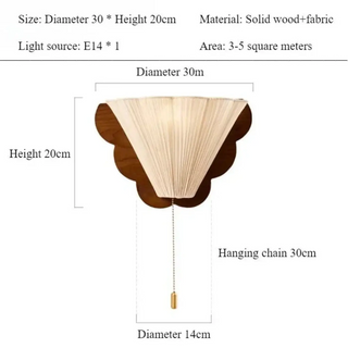 Fabric shade wall sconce natural wood E14 LED side