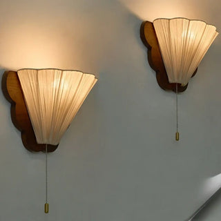 Wood fabric wall light E14 LED dimmable brown 30cm