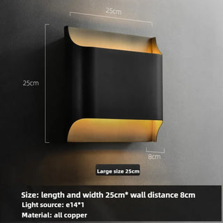 Large geometric wall sconce E14 golden XL – three-quarter