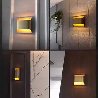 Ambient wall sconce black gold geometric profile view