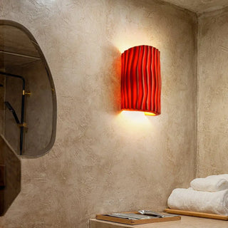 G9 pleated wall light red resin bedroom accent