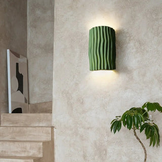 Pleated wall light G9 green resin shade decorative