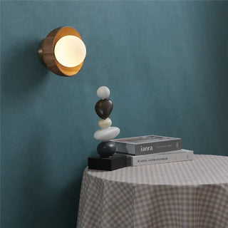 wood glass wall sconce brown – G9 LED 16×14cm modern