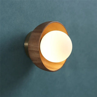 round wood glass wall sconce brown G9 LED – modern