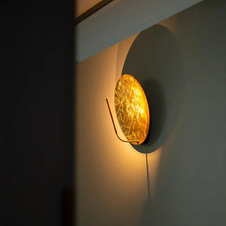 Round gold wall sconce LED dimmable large 40cm