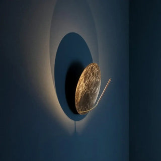 Gold round wall sconce LED dimmable textured finish