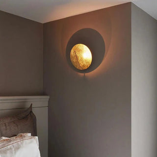 Gold round wall light LED dimmable medium 35cm