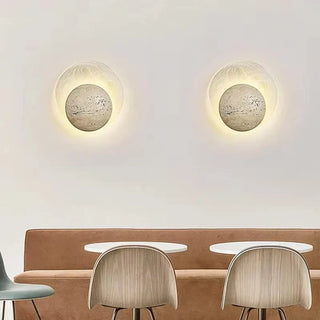 Beige rock wall light installed view modern