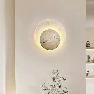 Round stone wall sconce top view LED 20cm