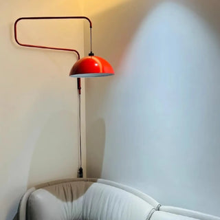 Red arm wall light side view metal E27 38cm disc